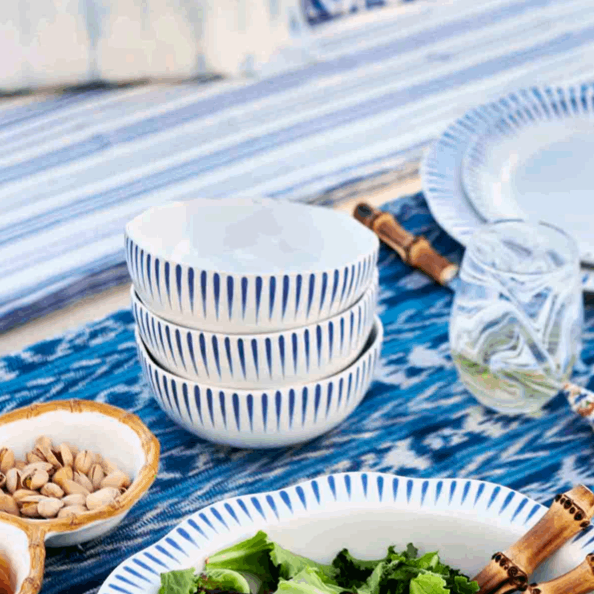 Juliska Sitio Stripe Cereal/Ice Cream Bowl - Delft Blue