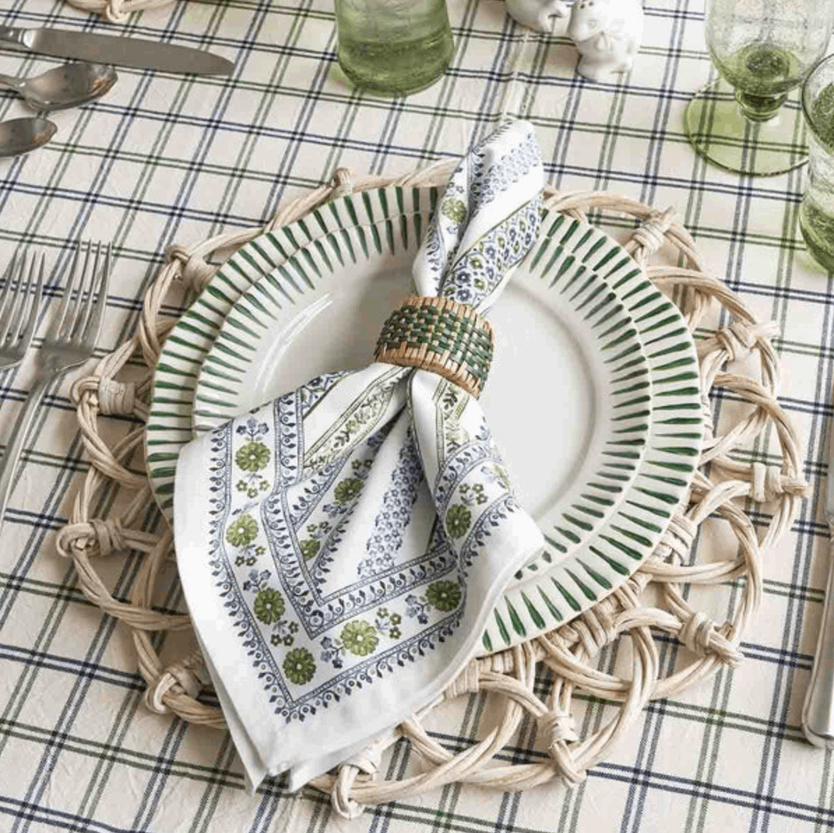Juliska Sitio Stripe Dessert/Salad Plate - Basil