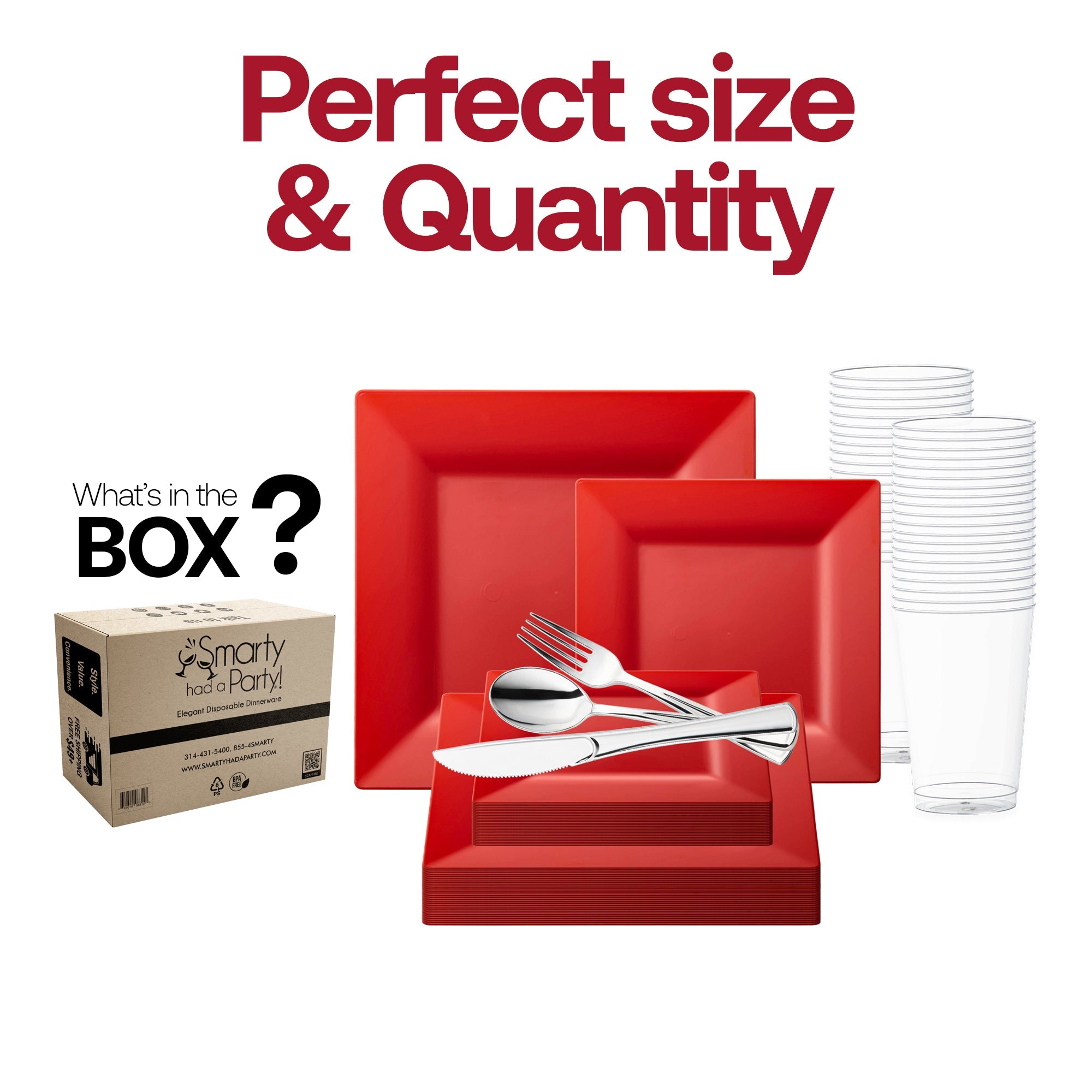 Red Square Plastic Wedding Value Set