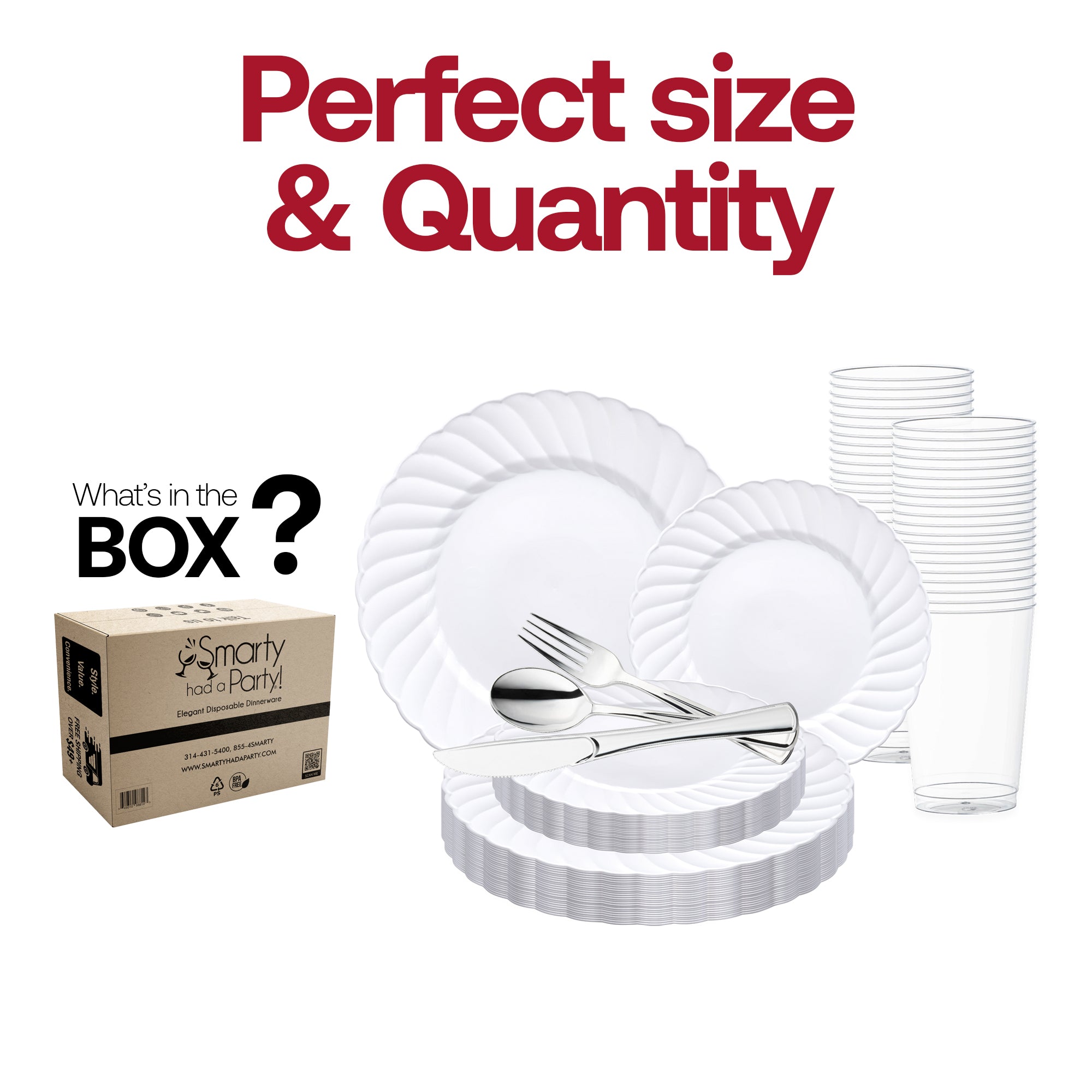 White Flair Plastic Wedding Value Set