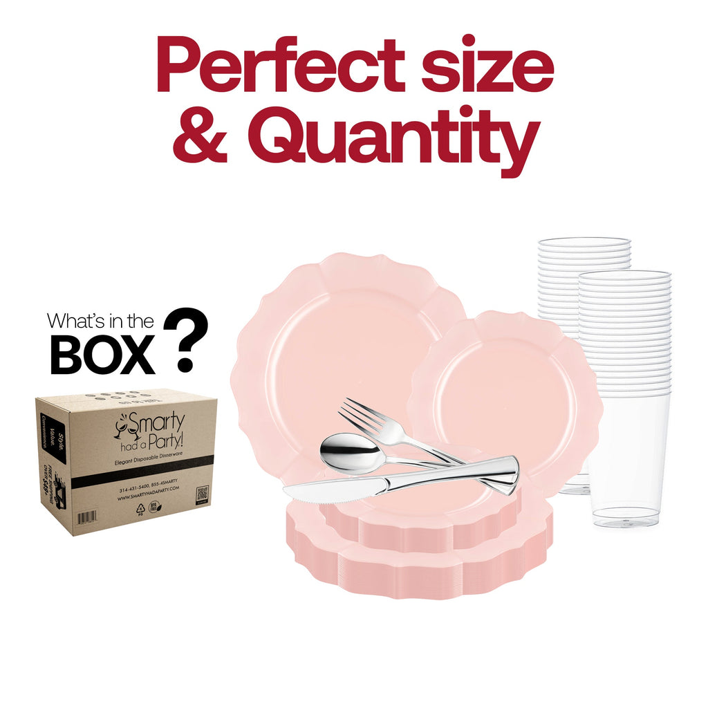 Pearl Pink Round Lotus Plastic Wedding Value Set