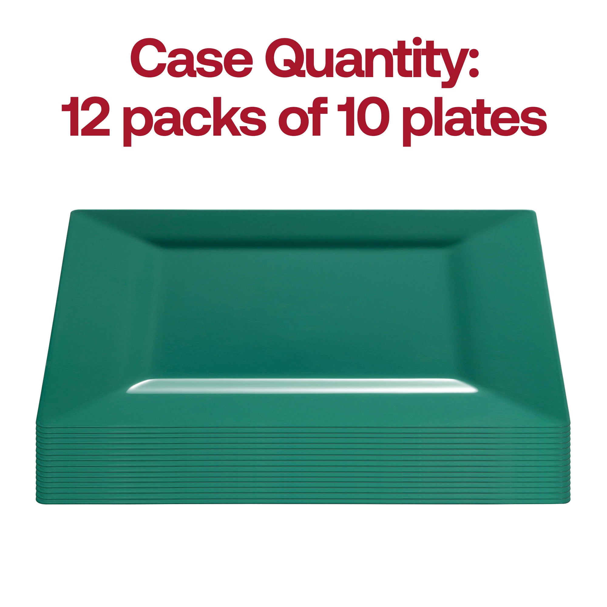 Hunter Green Square Plastic Dinner Plates (9.5")