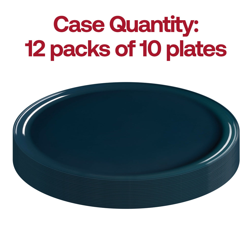 Navy Flat Round Disposable Plastic Appetizer/Salad Plates (8.5")