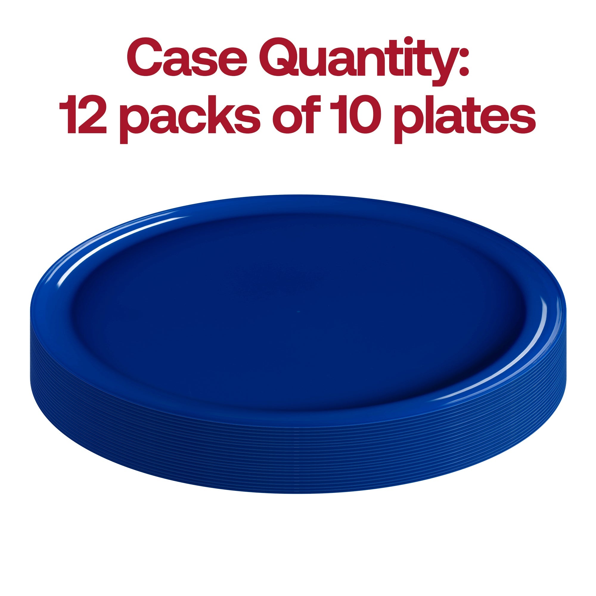 Solid Blue Flat Round Disposable Plastic Dinner Plates (10")
