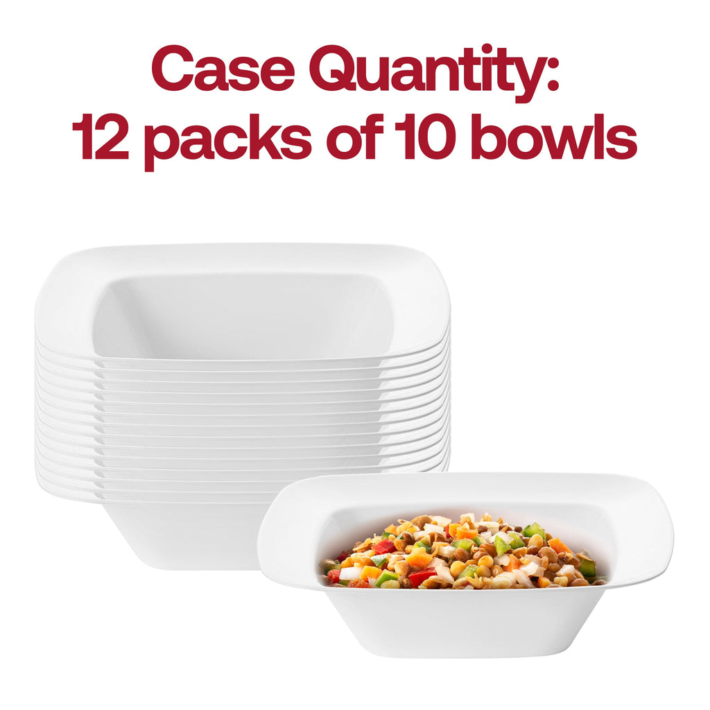 Solid White Rounded Square Disposable Plastic Dessert Bowls (5 oz.)