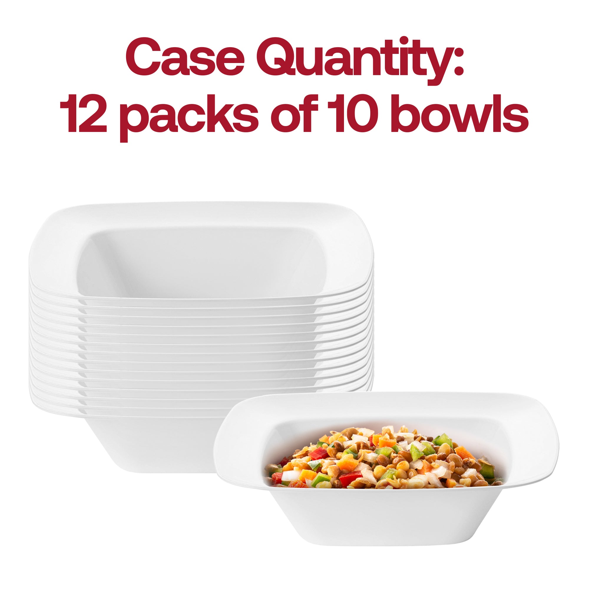 Solid White Rounded Square Disposable Plastic Dessert Bowls (5 oz.)