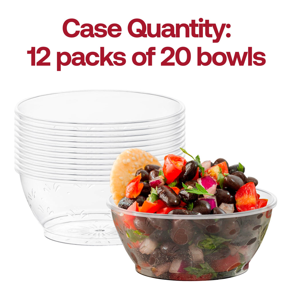 Clear Floral Round Disposable Plastic Dessert Bowls (6 oz.)