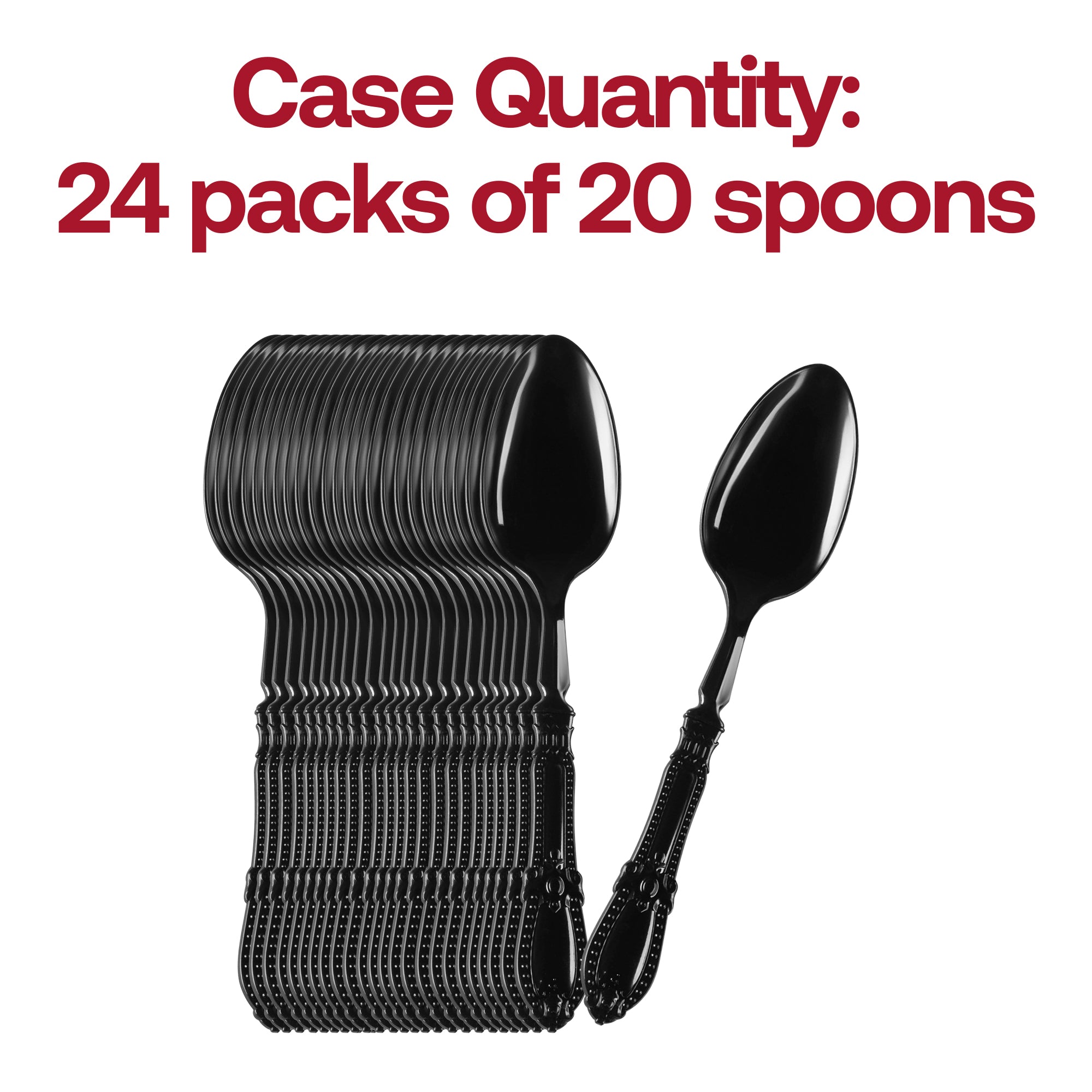 Black Baroque Disposable Plastic Dinner Spoons