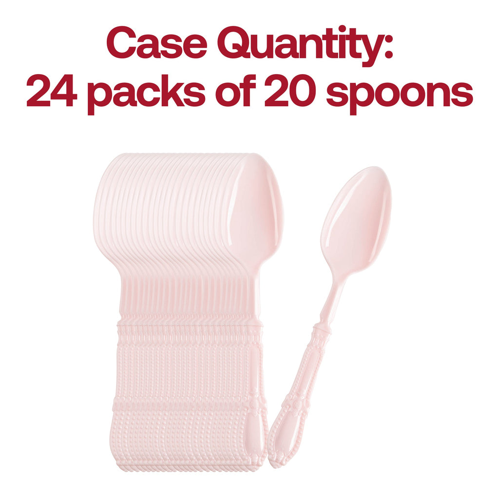 Pink Baroque Disposable Plastic Dinner Spoons