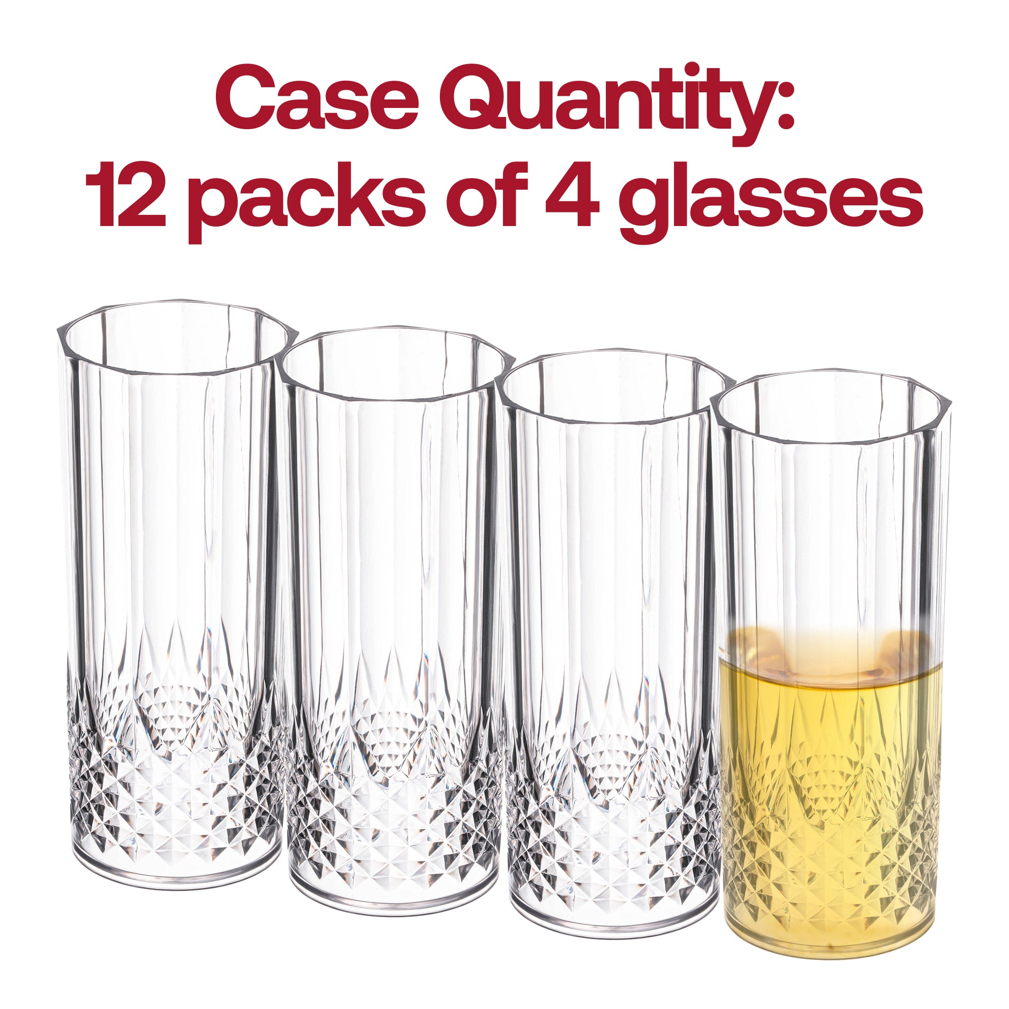 Clear Crystal Cut High Ball Plastic Glasses (14 oz. )