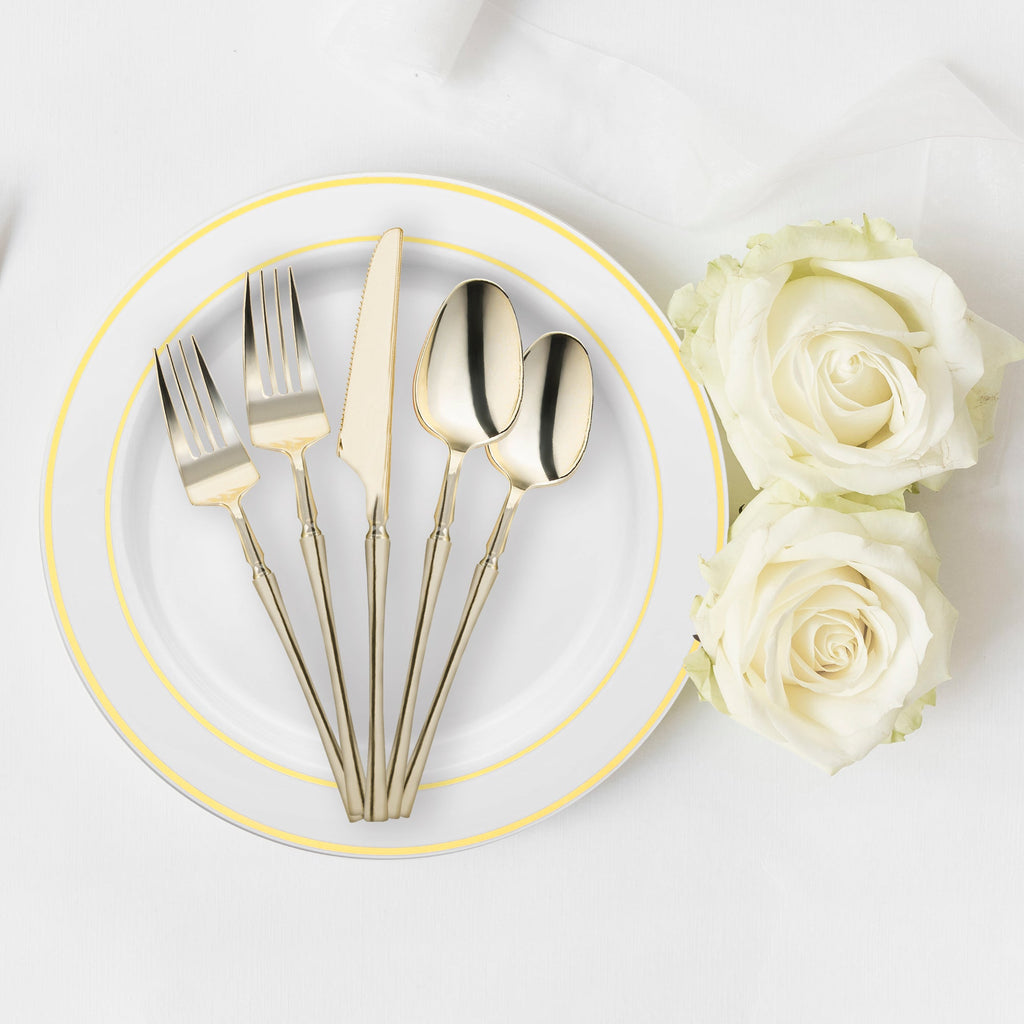 Shiny Gold Moderno Disposable Plastic Dinner Forks