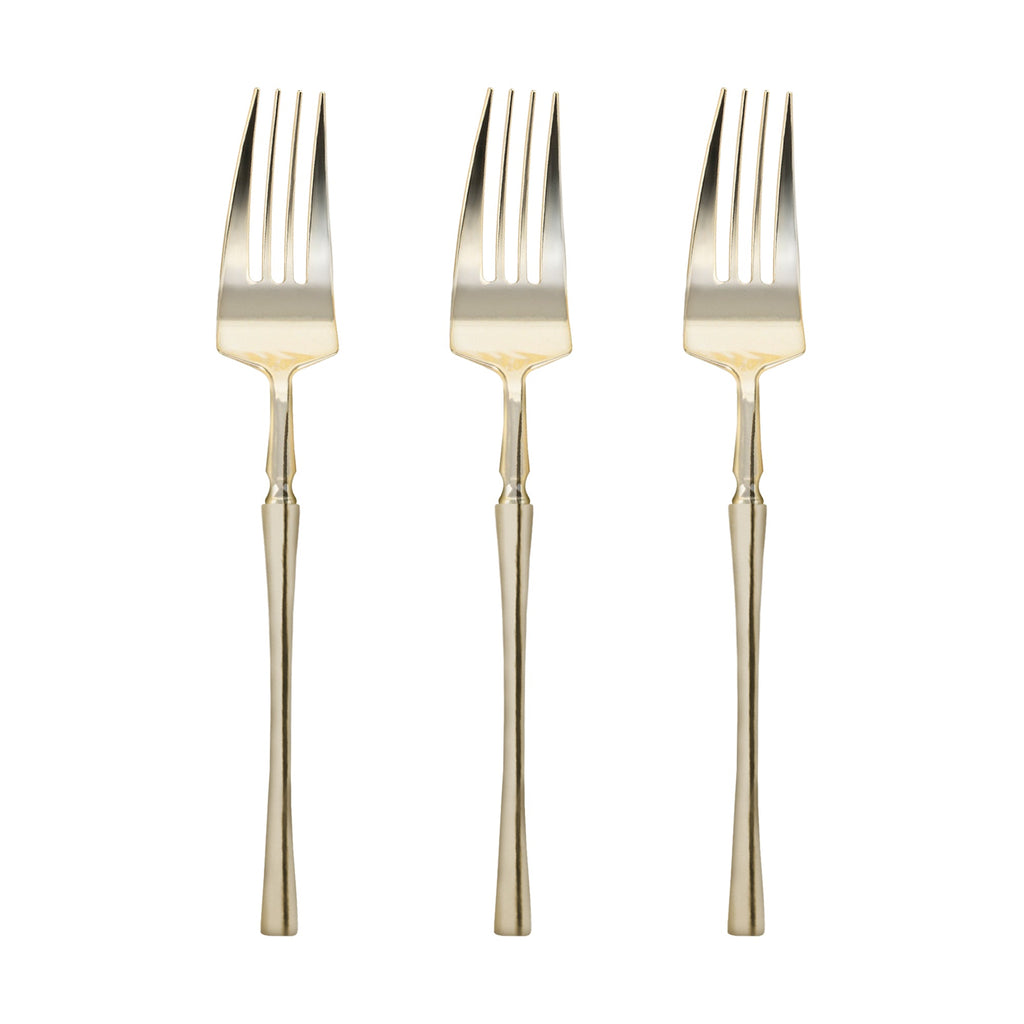 Shiny Gold Moderno Disposable Plastic Dinner Forks