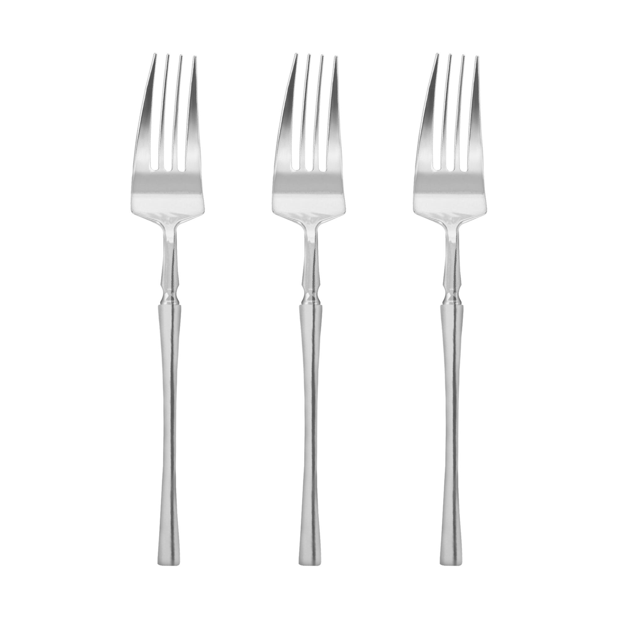 Shiny Silver Moderno Disposable Plastic Dessert Forks