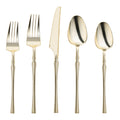 Shiny Gold Moderno Disposable Plastic Cutlery Set - 20 Spoons, 20 Forks, 20 Knives, 20 Dessert Spoons, and 20 Dessert Forks