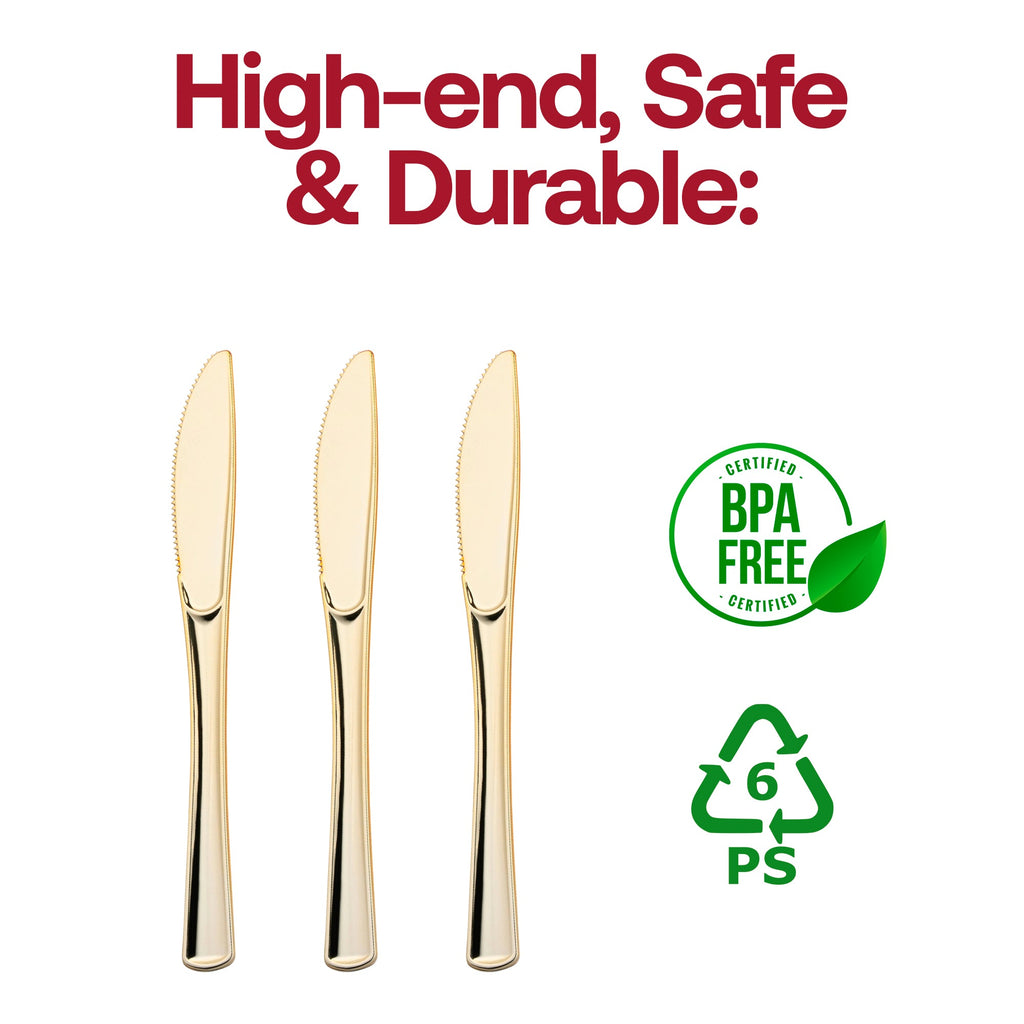 Shiny Metallic Gold Plastic Knives