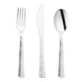 Shiny Metallic Silver Hammered Plastic Cutlery Set