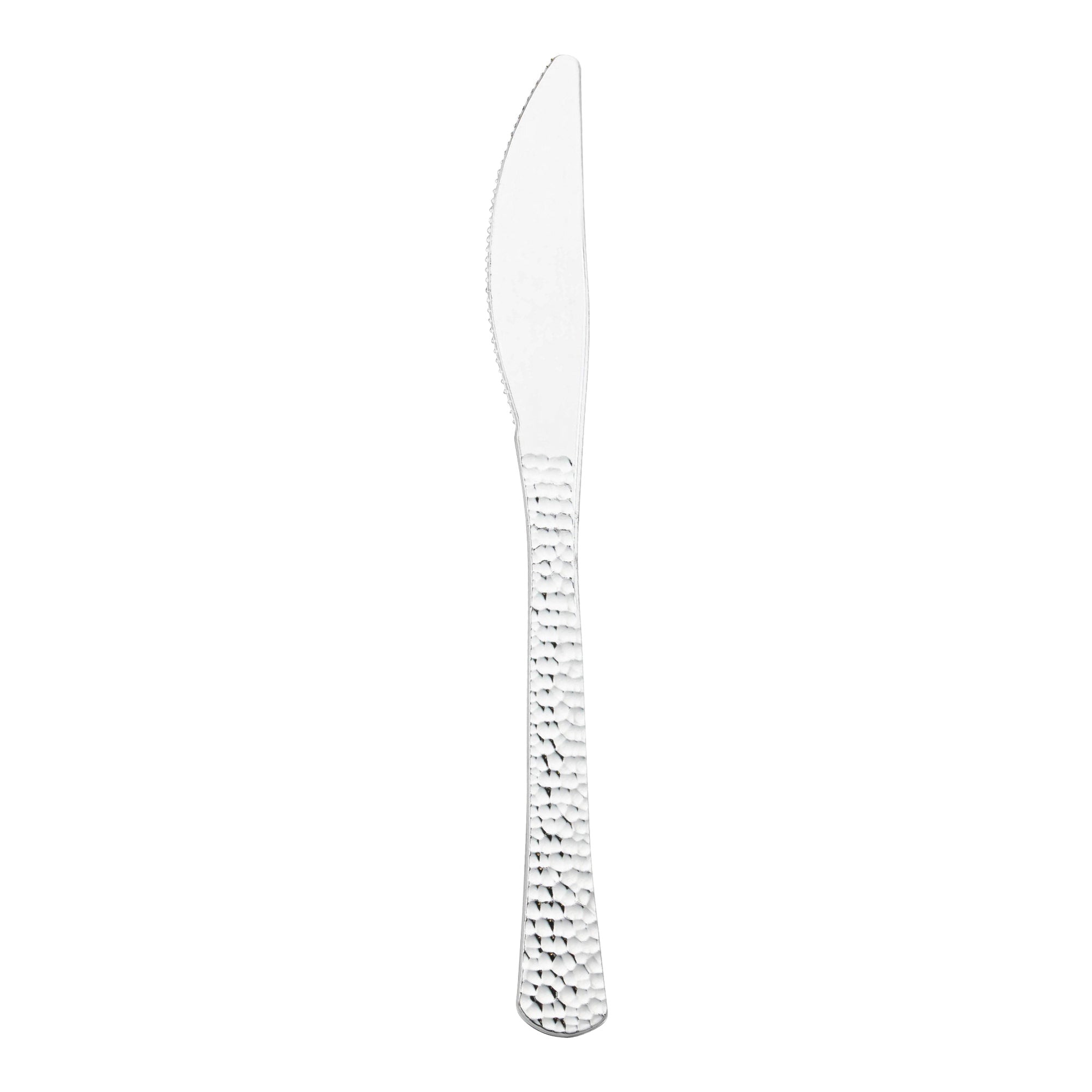 Shiny Metallic Silver Hammered Plastic Knives