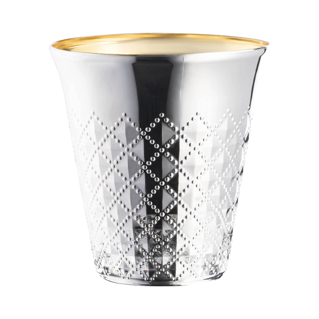 Shiny Metallic Aluminum Silver Round Plastic Kiddush Cups (5 oz. )