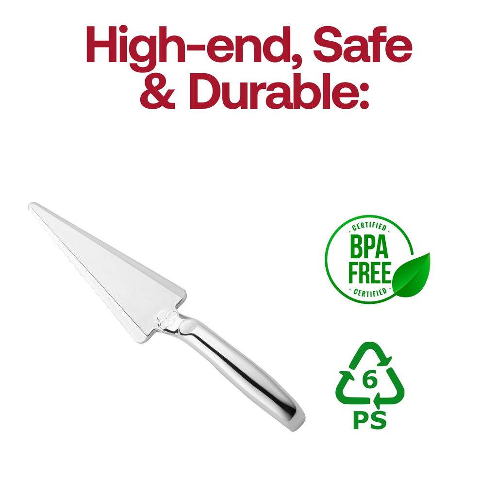 Shiny Silver Disposable Plastic Cake Cutters/Lifters