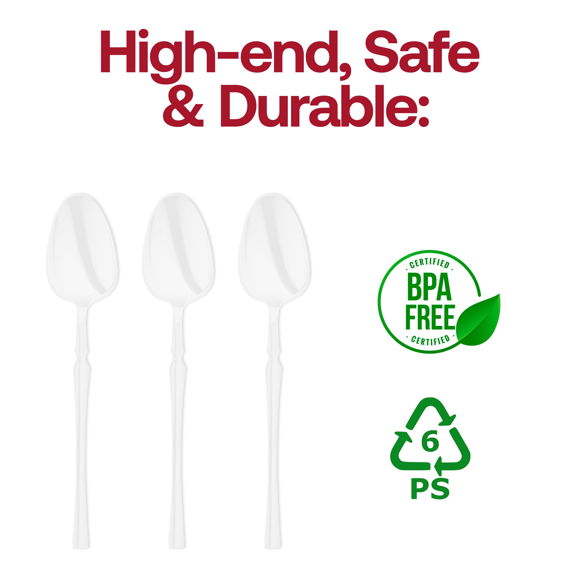 Solid White Moderno Disposable Plastic Dinner Spoons