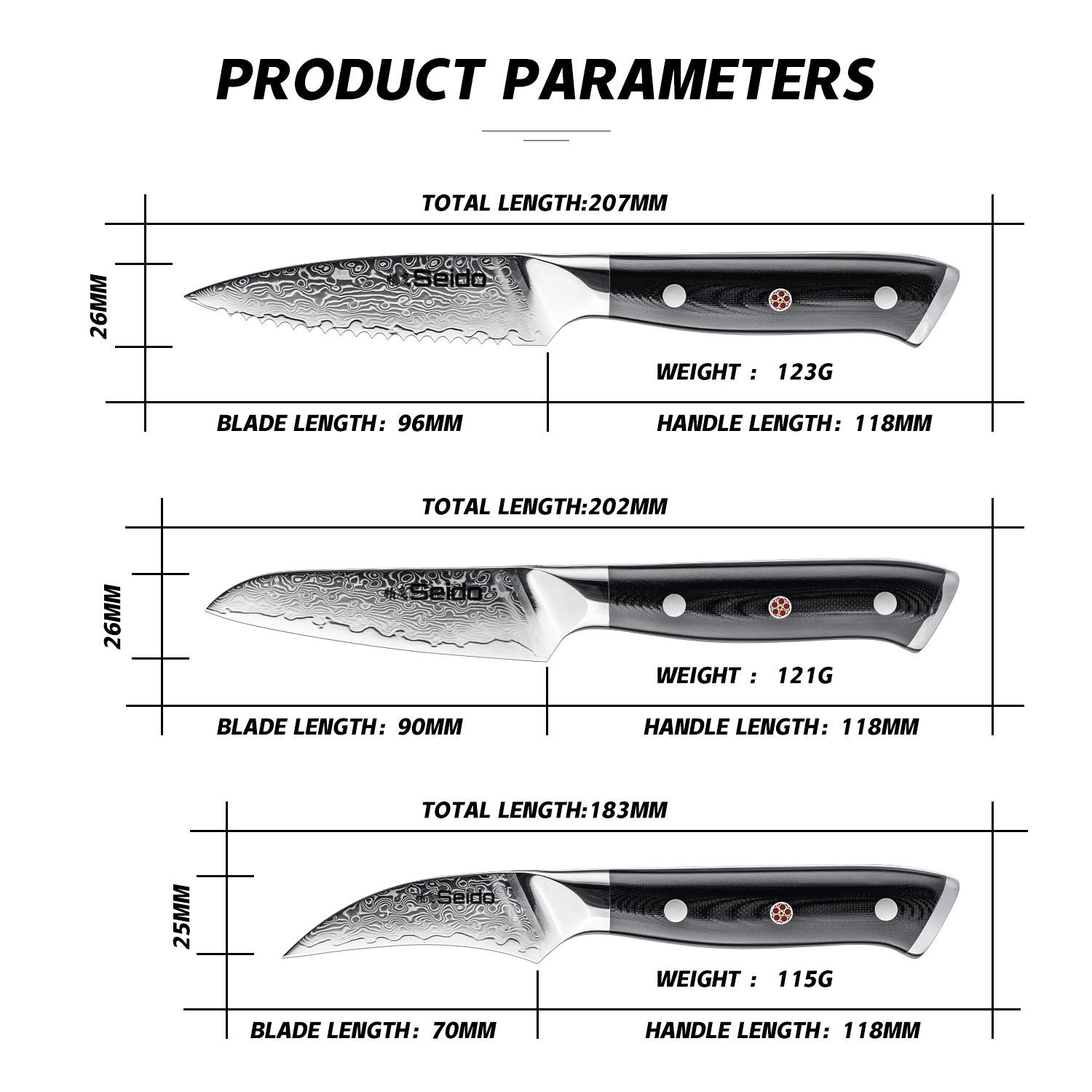 Shujin 3-piece Paring Knife Set