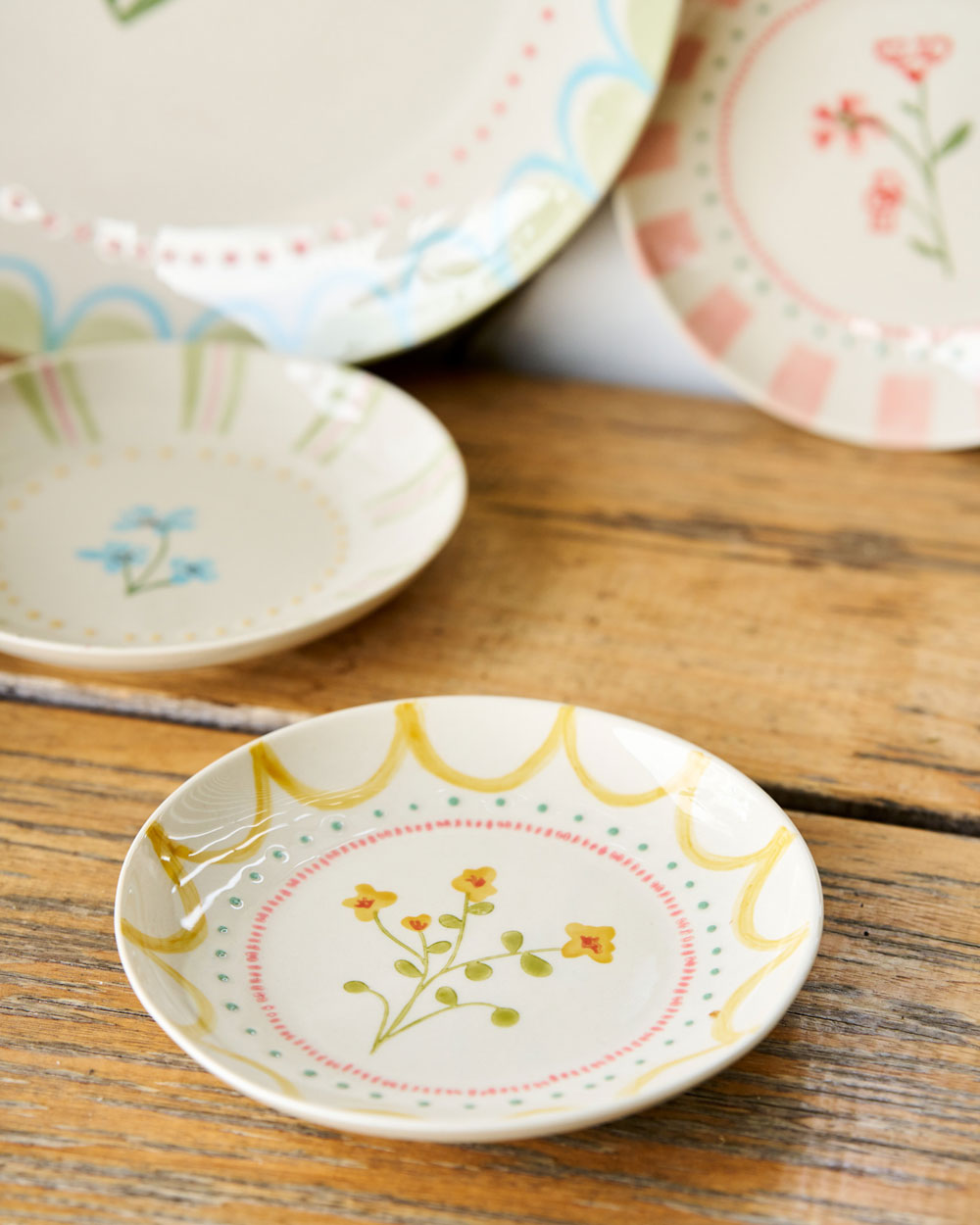 Set of June's Garden Side Plates / Yellow Bush Pea