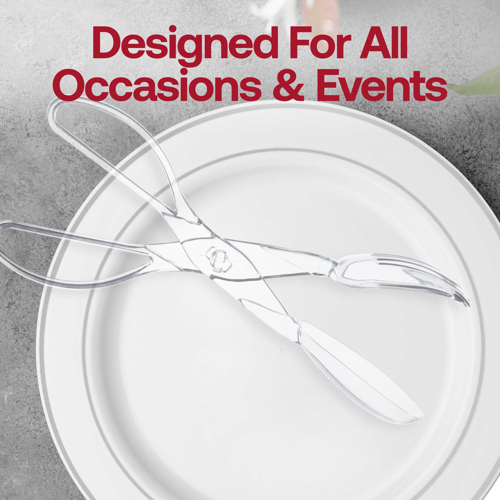 Clear Disposable Plastic Serving Salad Scissor Tongs