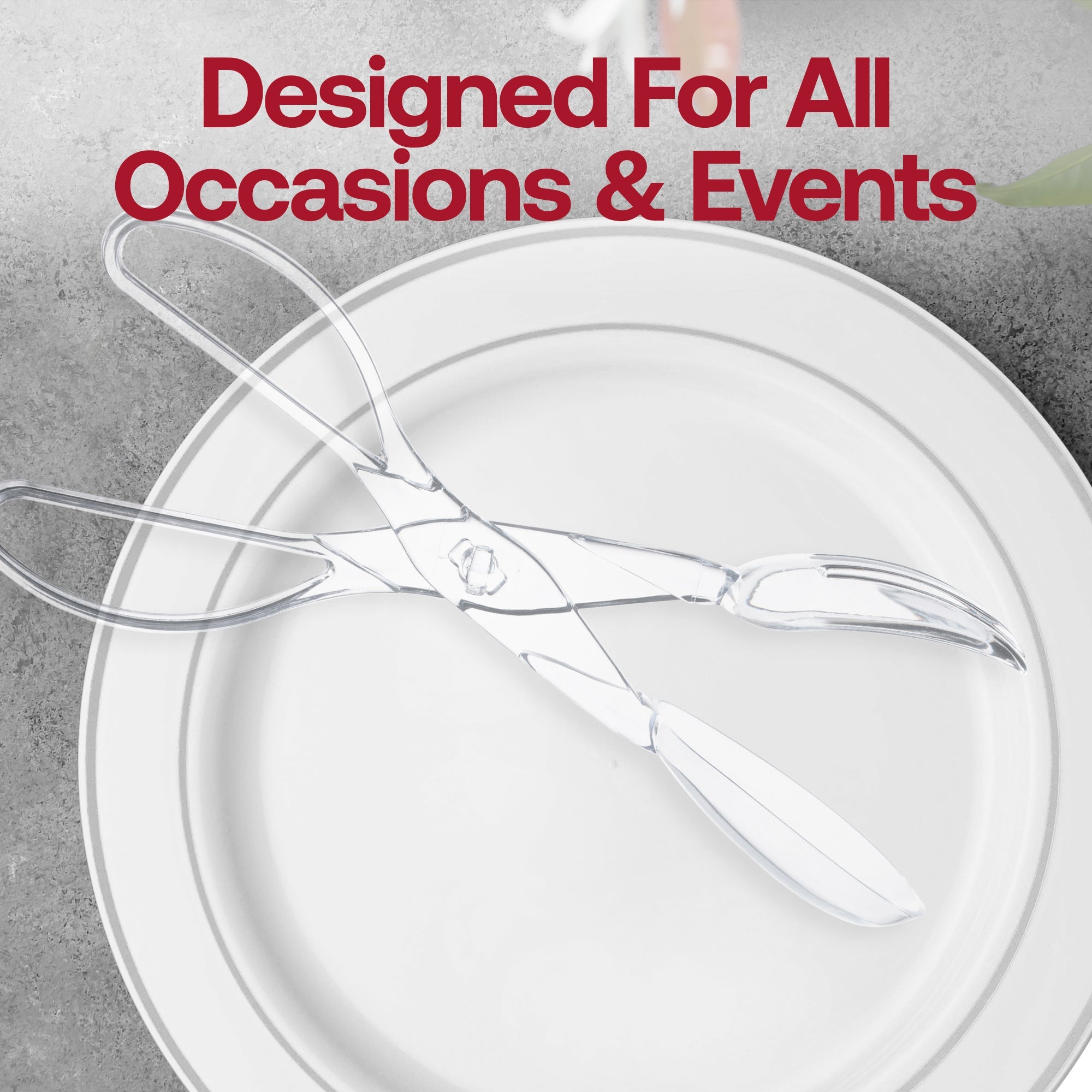 Clear Disposable Plastic Serving Salad Scissor Tongs