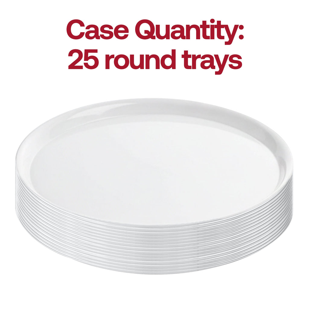 14" White Round Plastic Trays