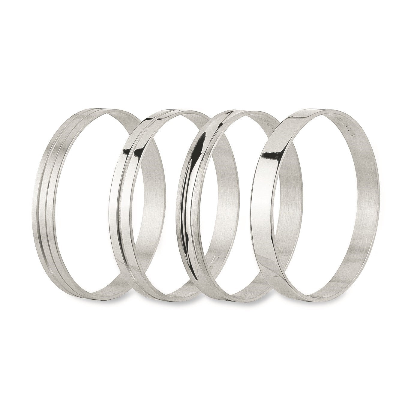 Silver Bangle Satin with Polished Valley Small
