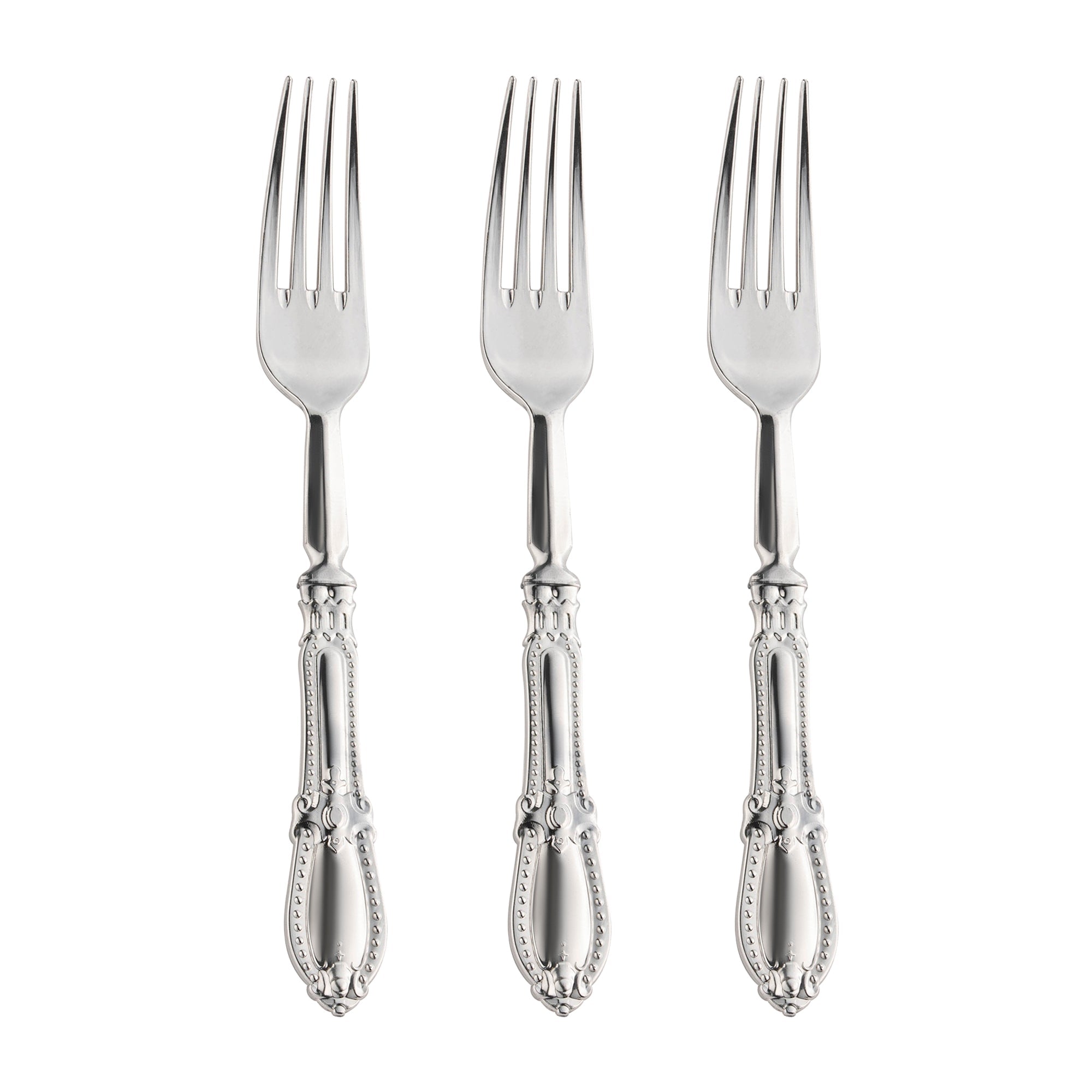 Silver Baroque Disposable Plastic Dinner Forks