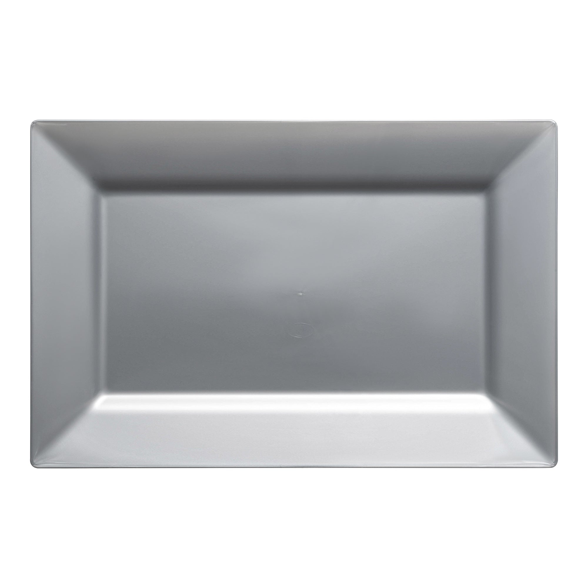 Silver Rectangular Plastic Dessert Plates (5.5" x 8.5")