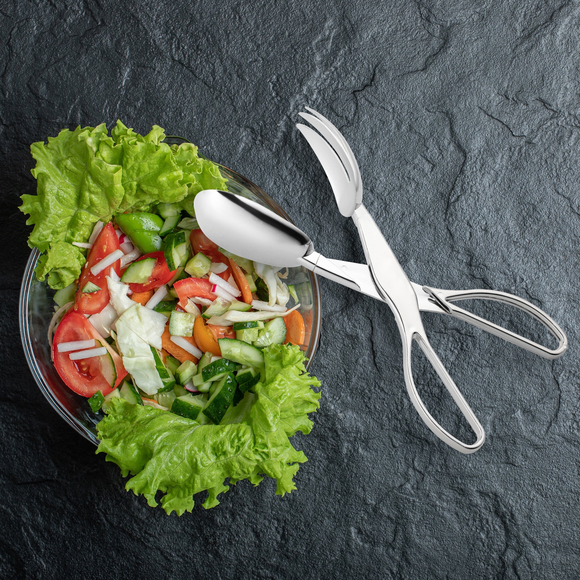 Silver Disposable Plastic Serving Salad Scissor Tongs
