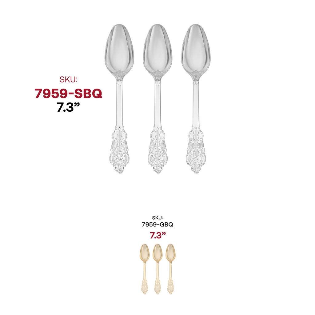 Shiny Baroque Silver Plastic Spoons