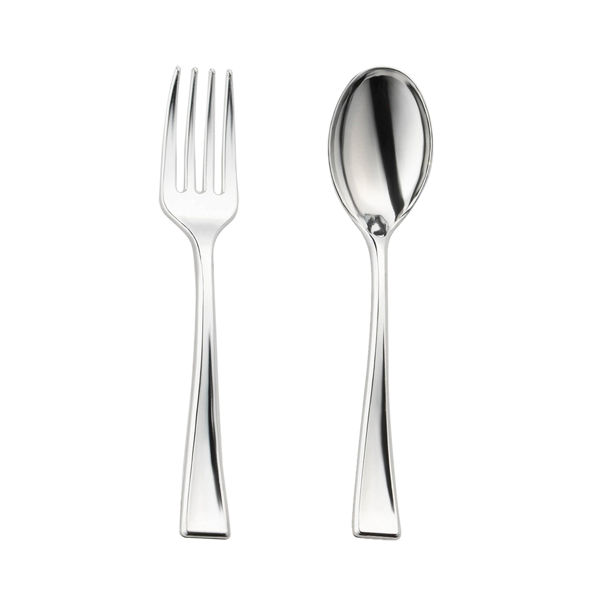Silver Dessert Disposable Plastic Mini Flatware Set