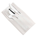 Silver Plastic Cutlery in White Pocket Napkin Set