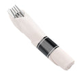 Silver Plastic Cutlery in White Napkin Rolls Set