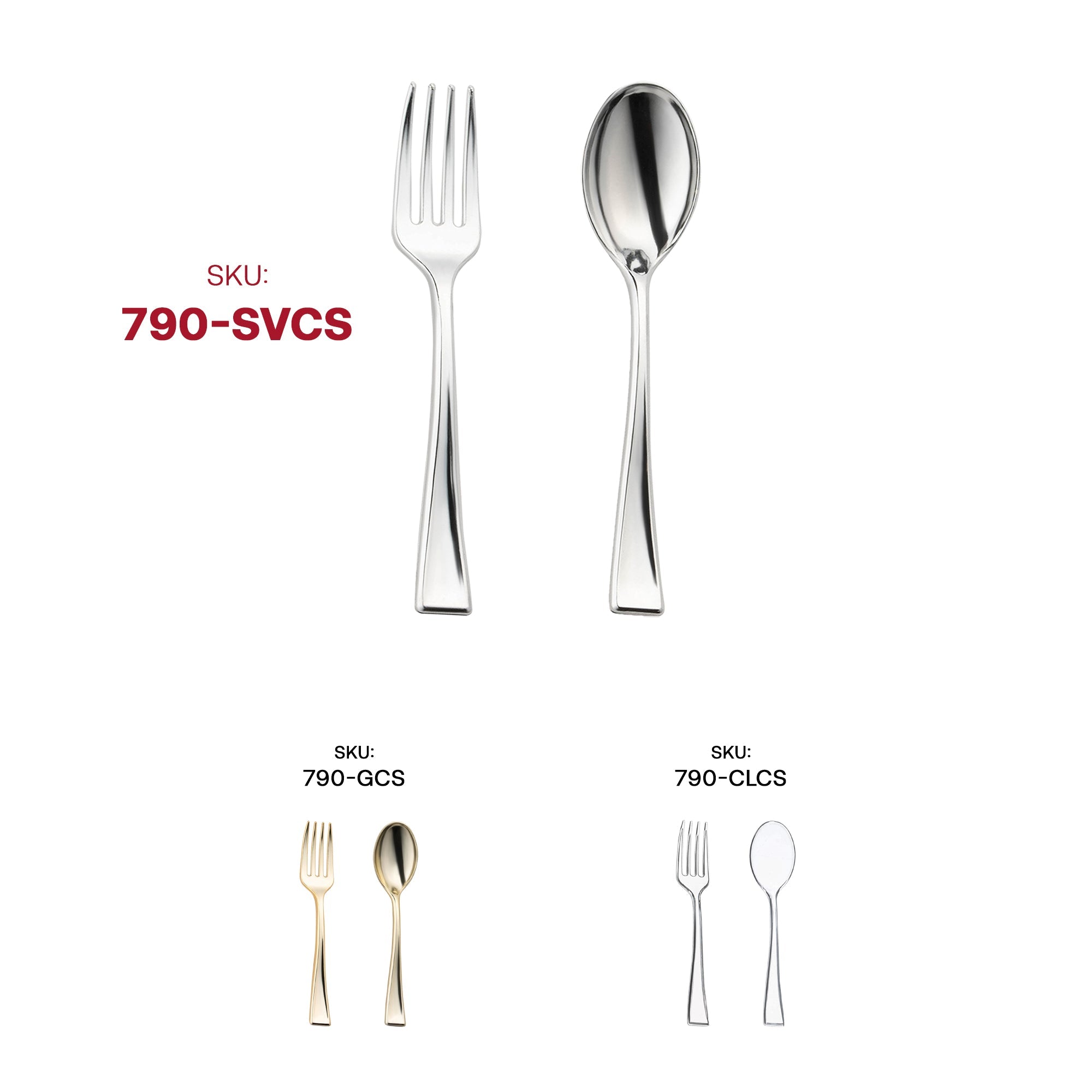 Silver Dessert Disposable Plastic Mini Flatware Set