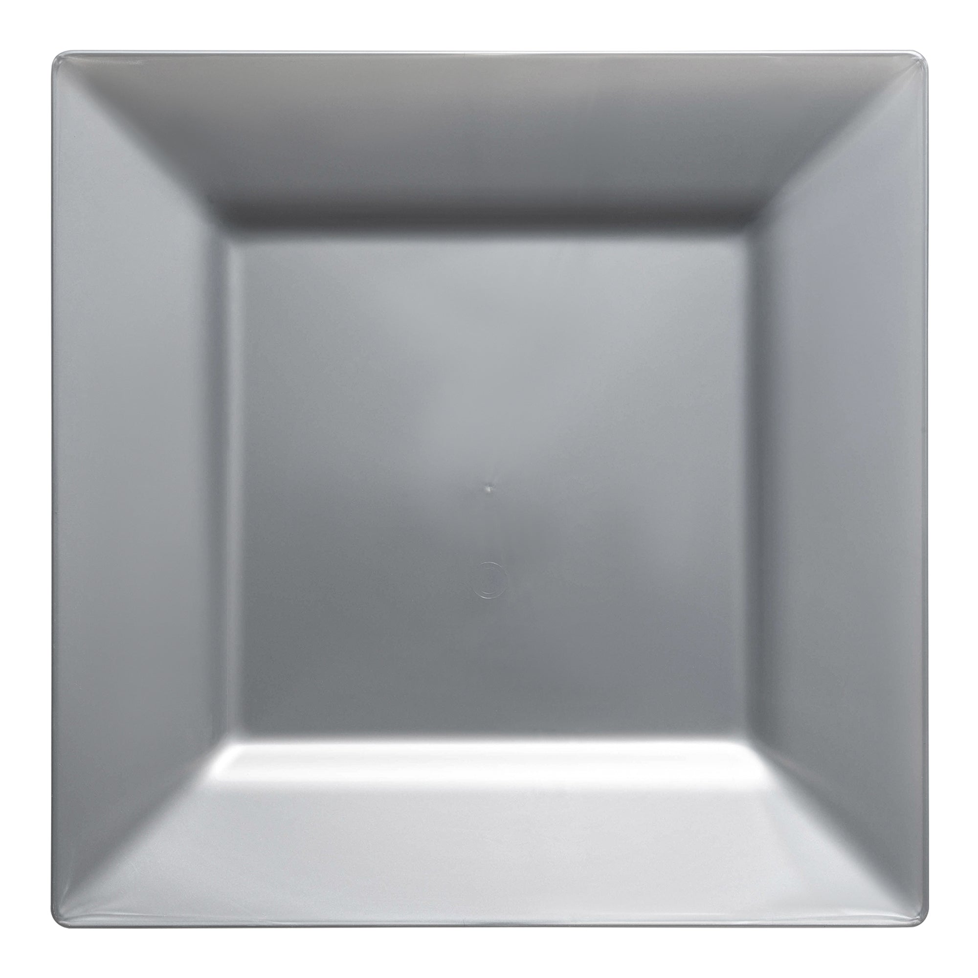 Silver Square Plastic Dinner Plates (9.5")