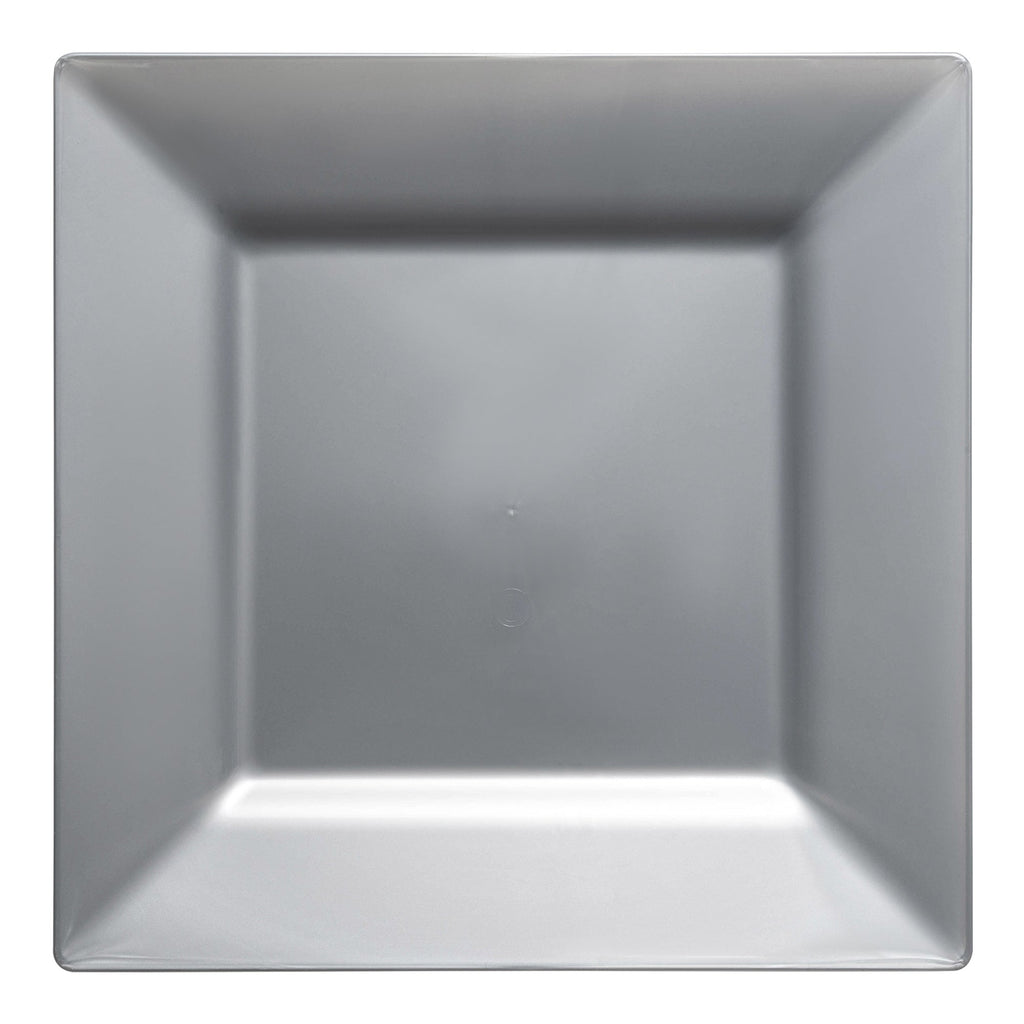 Silver Square Plastic Salad Plates (6.5")