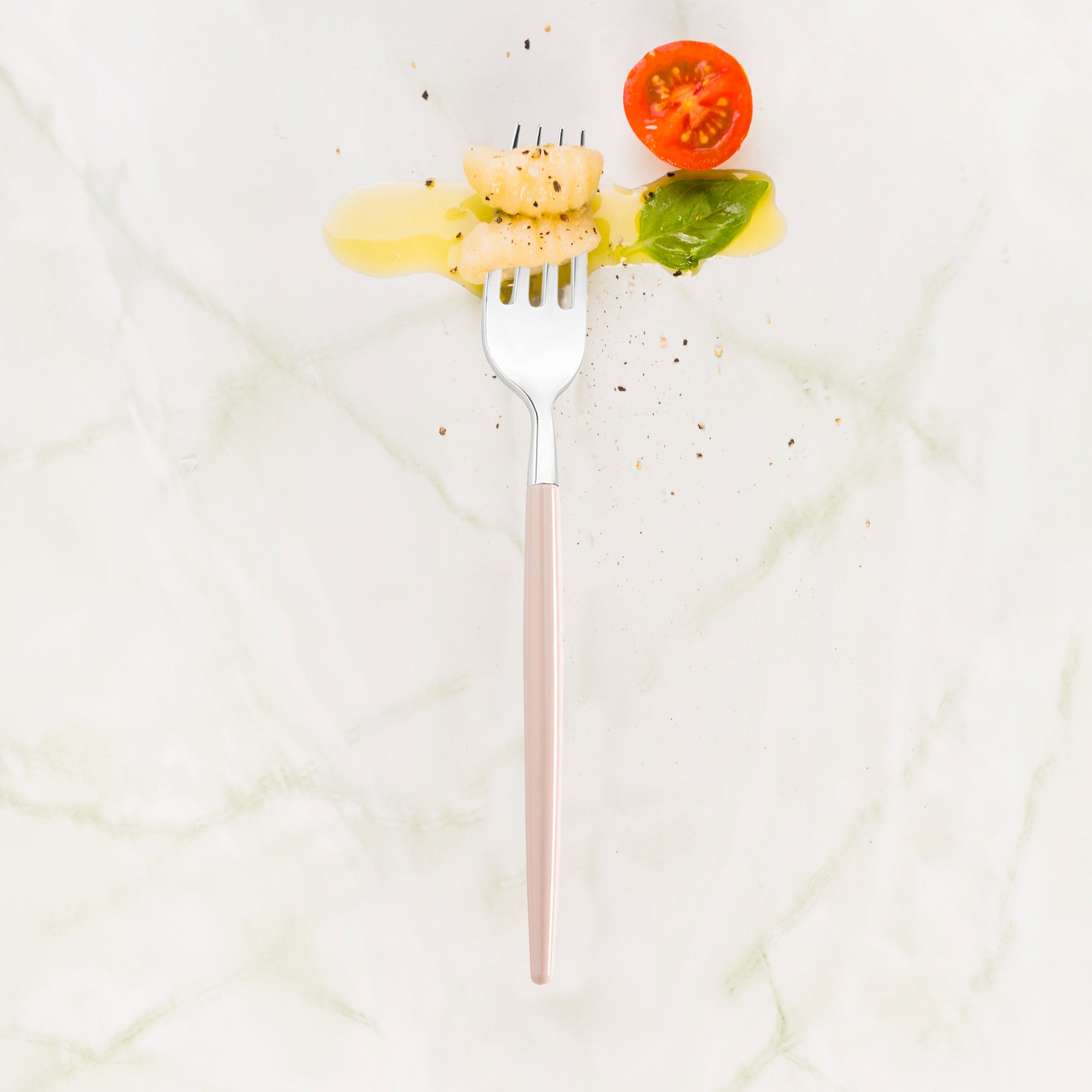 Silver with Pink Handle Moderno Disposable Plastic Dinner Forks