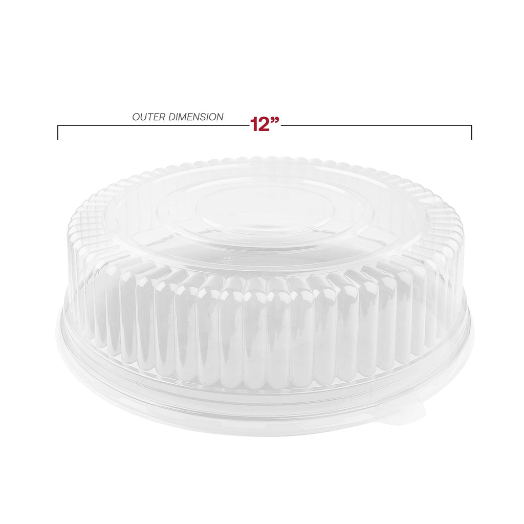12" White Round Plastic Trays with Lids