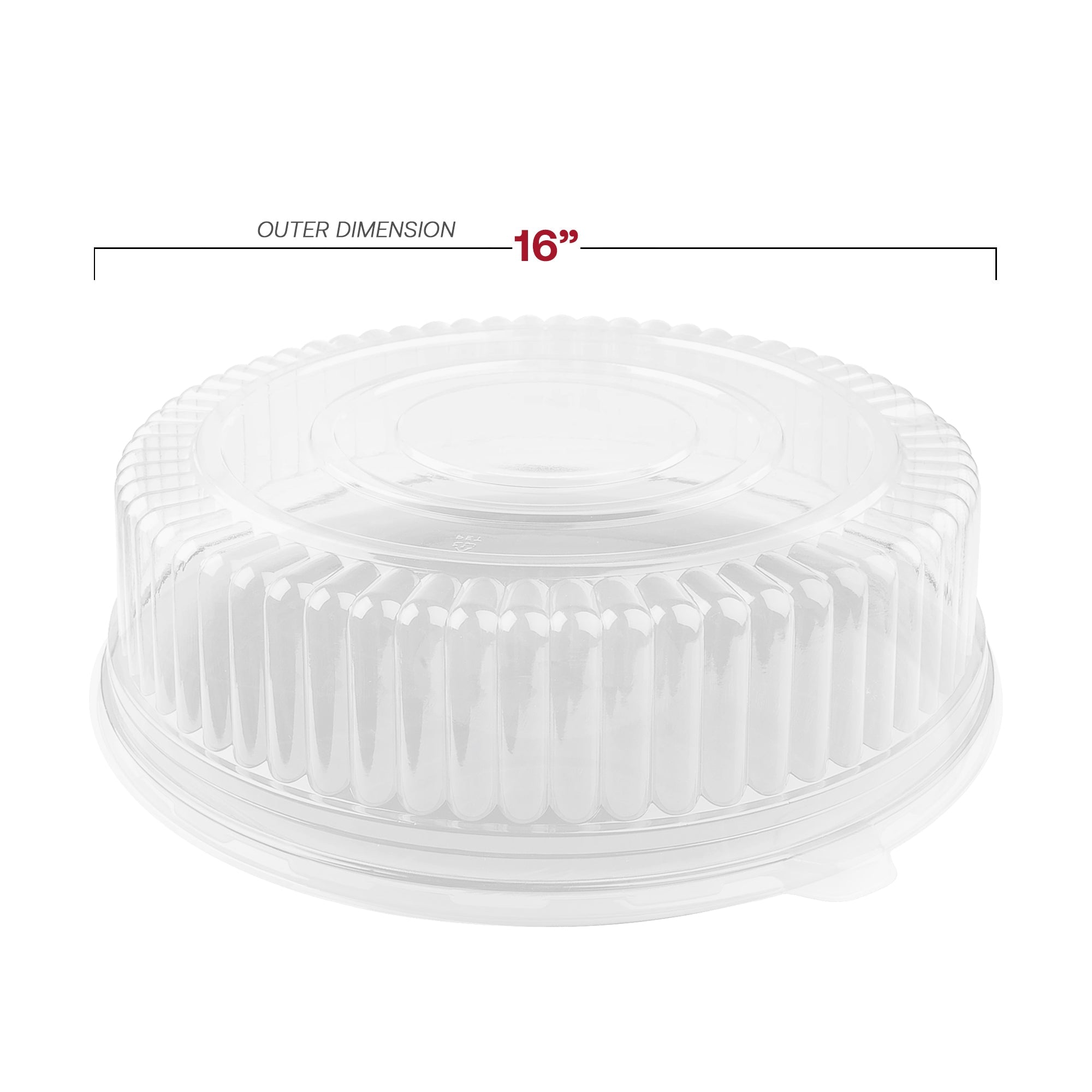 16" White Round Plastic Trays with Lids
