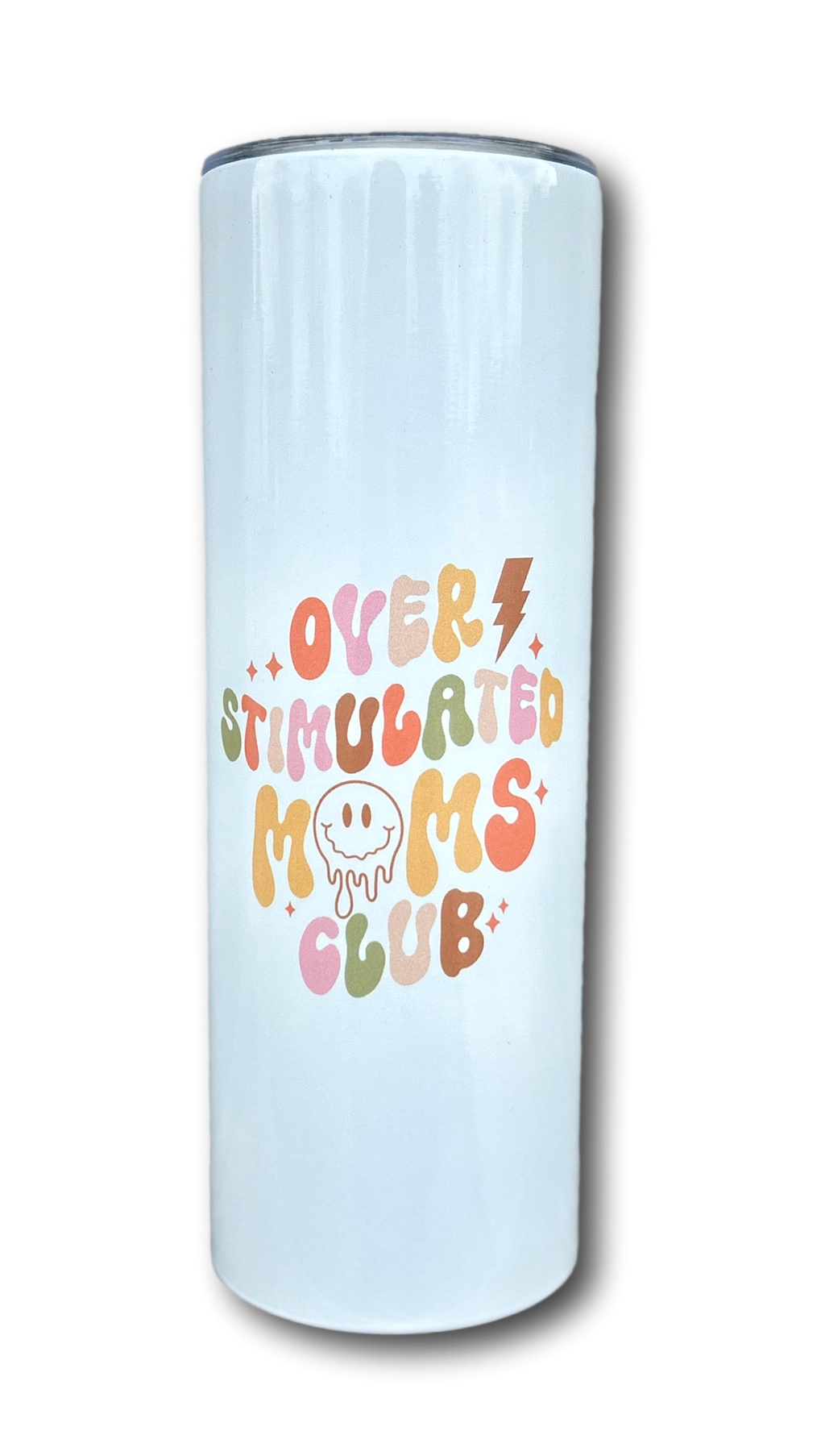 20oz Skinny Tumbler - White Over Stainless Steel  - Sub Printing