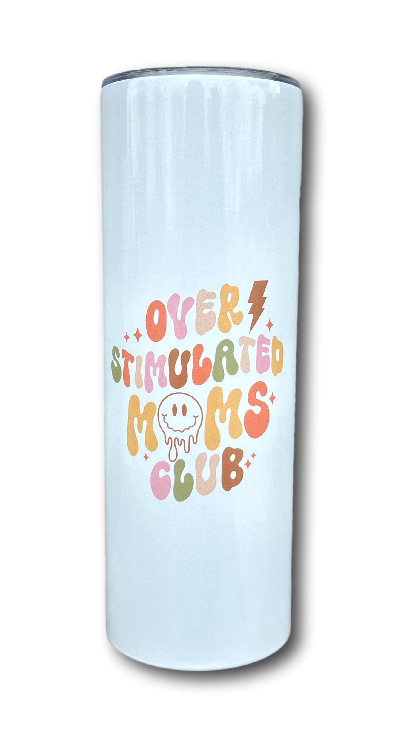 20oz Skinny Tumbler - White Over Stainless Steel  - Sub Printing
