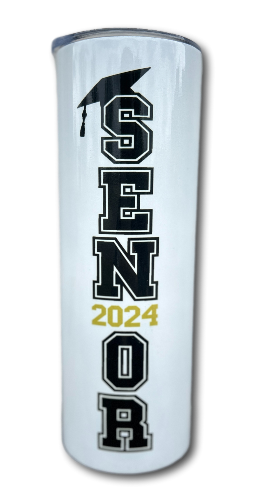 20oz Skinny Tumbler - White Over Stainless Steel  - Sub Printing