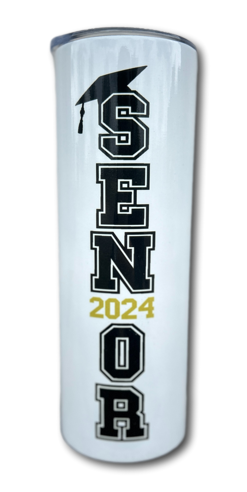 20oz Skinny Tumbler - White Over Stainless Steel  - Sub Printing
