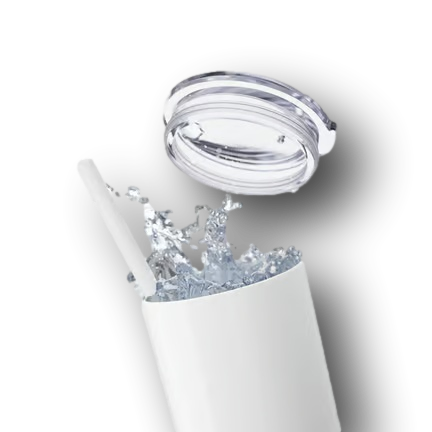 20oz Skinny Tumbler - White Over Stainless Steel  - Sub Printing