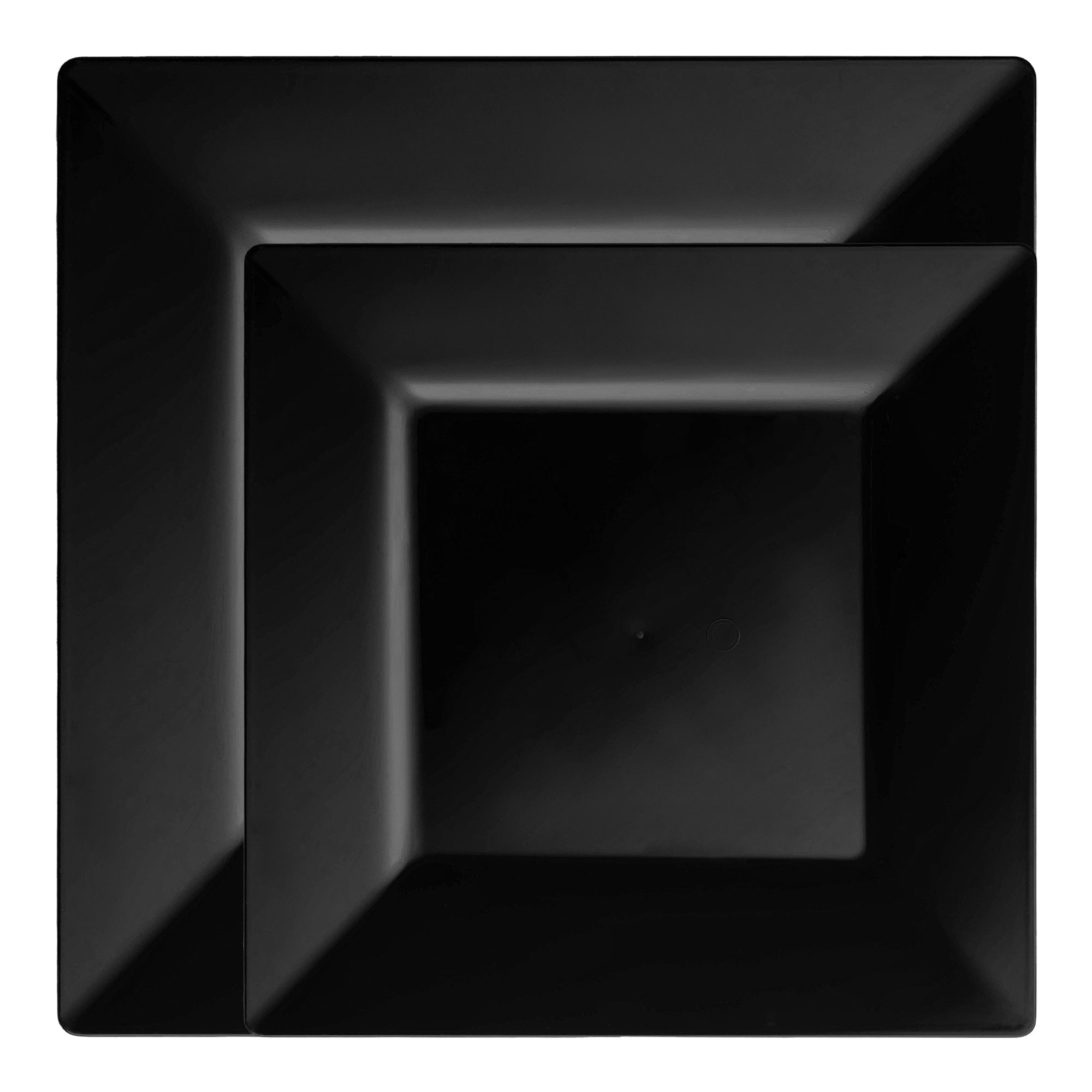 Black Square Plastic Plates Dinnerware Value Set