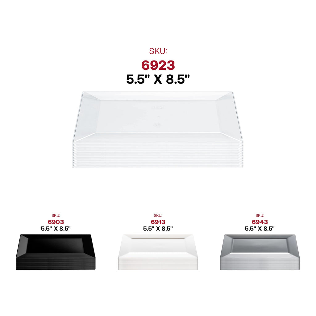 Clear Rectangular Plastic Dessert Plates (5.5" x 8.5")